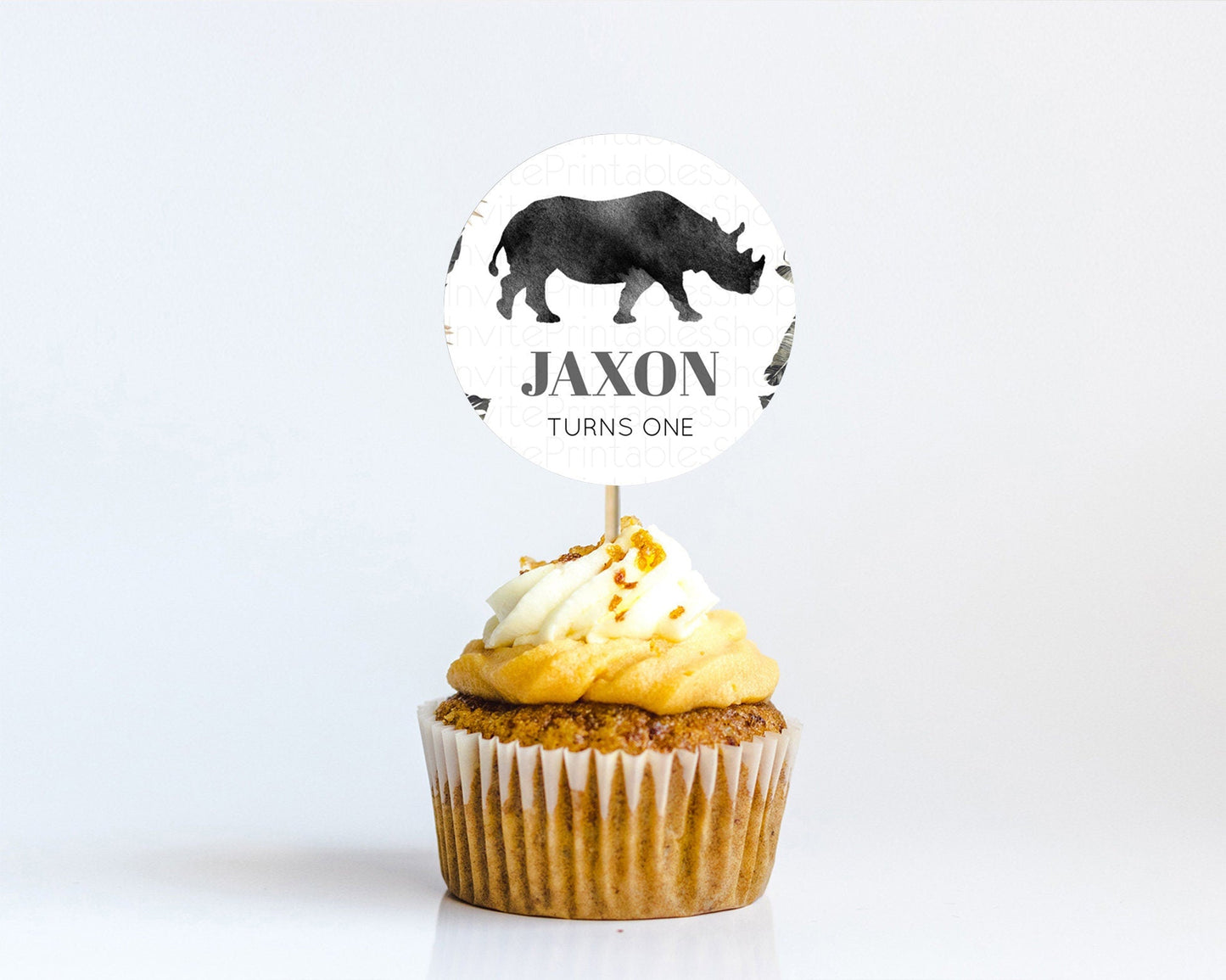 Rhino Cupcake Toppers Rhino Cupcake Rhino Take A Cupcake Toppers Rhino Safari Adventure Decor Zoo Party Rhino Palm Leaf Decor D10805