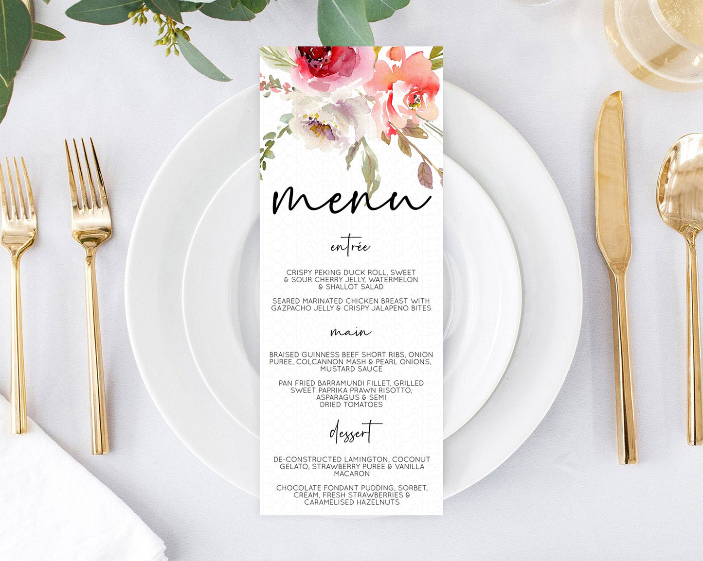 Secret Garden Menu Wildflower Menu Template Pastel Flower Garden Table Decor Boho Floral Dinner Dessert Floral Party Food Menu D10243