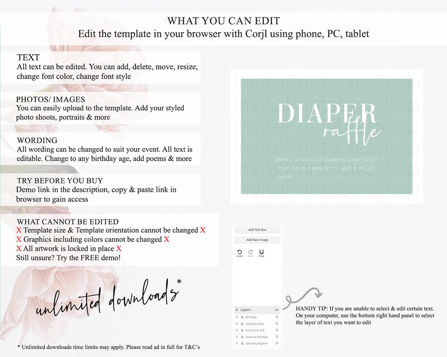 Green Diaper Raffle Card Plain Green Diaper Raffle Insert Minimalist Pastel Green Diaper Ticket Green Simple Baby Shower Raffle Game D10736