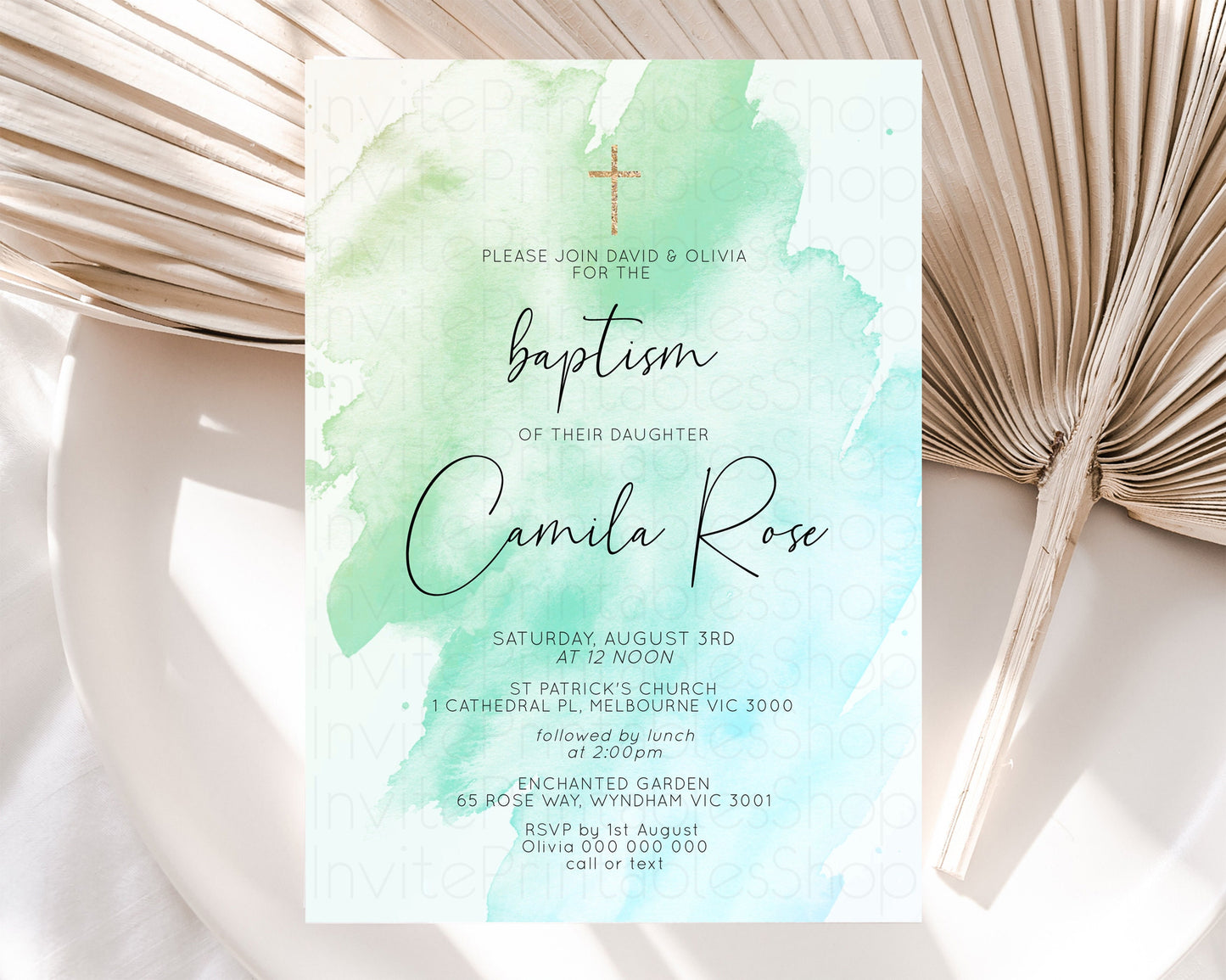 Editable Pastel Baptism Invitation Rainbow Christening Invitation Holy Commu