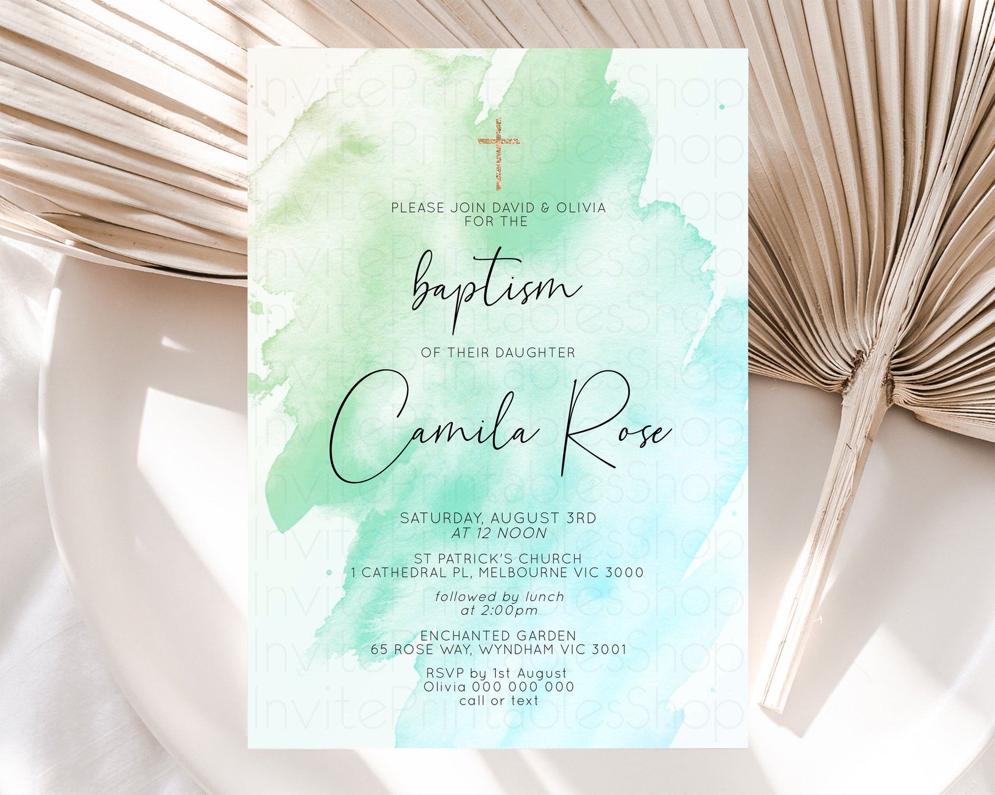 Editable Pastel Baptism Invitation Rainbow Christening Invitation Holy Commu