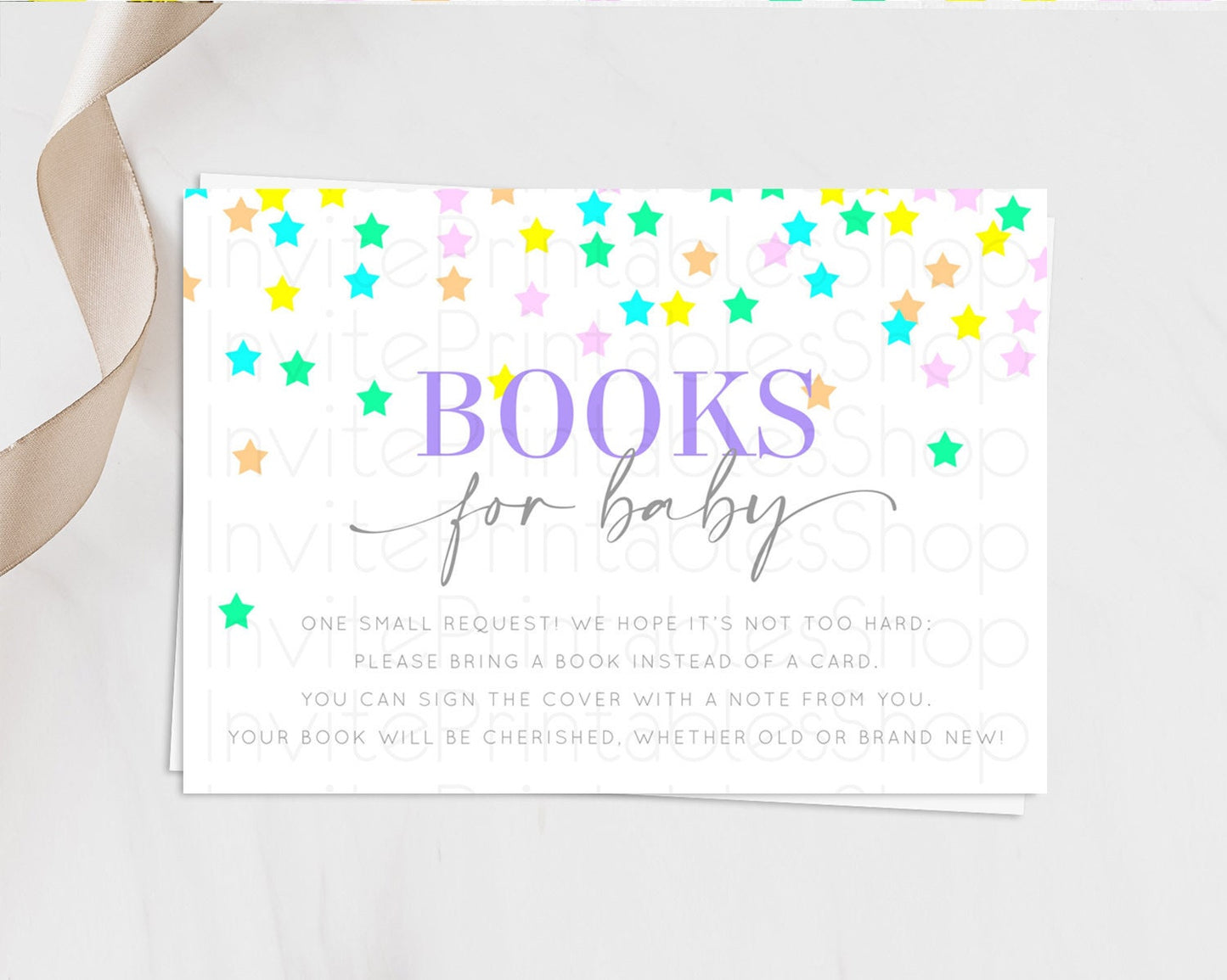 Pastel Star Books For Baby Card Shooting Star Book Insert Twinkle Little Star Book Card Rainbow Confetti Guests Book Poem Request D10395