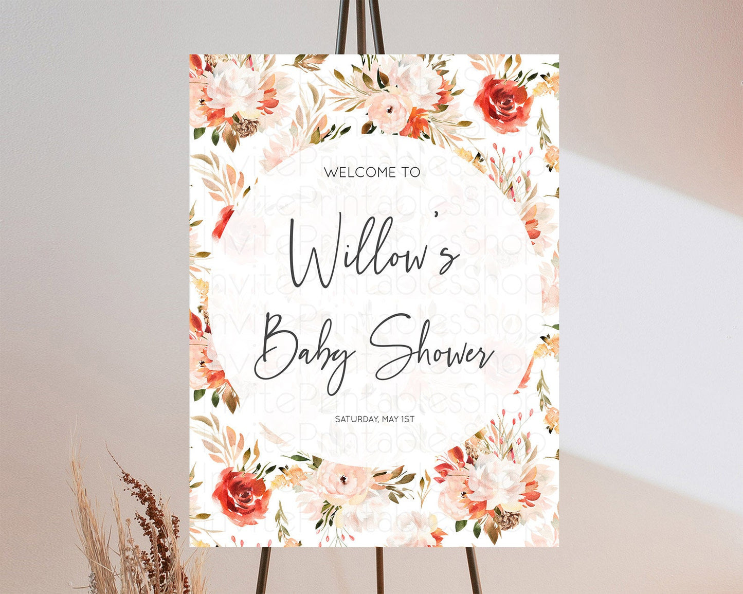 Editable Secret Garden Baby Shower Welcome Sign Wildflower Welcome Board Pas