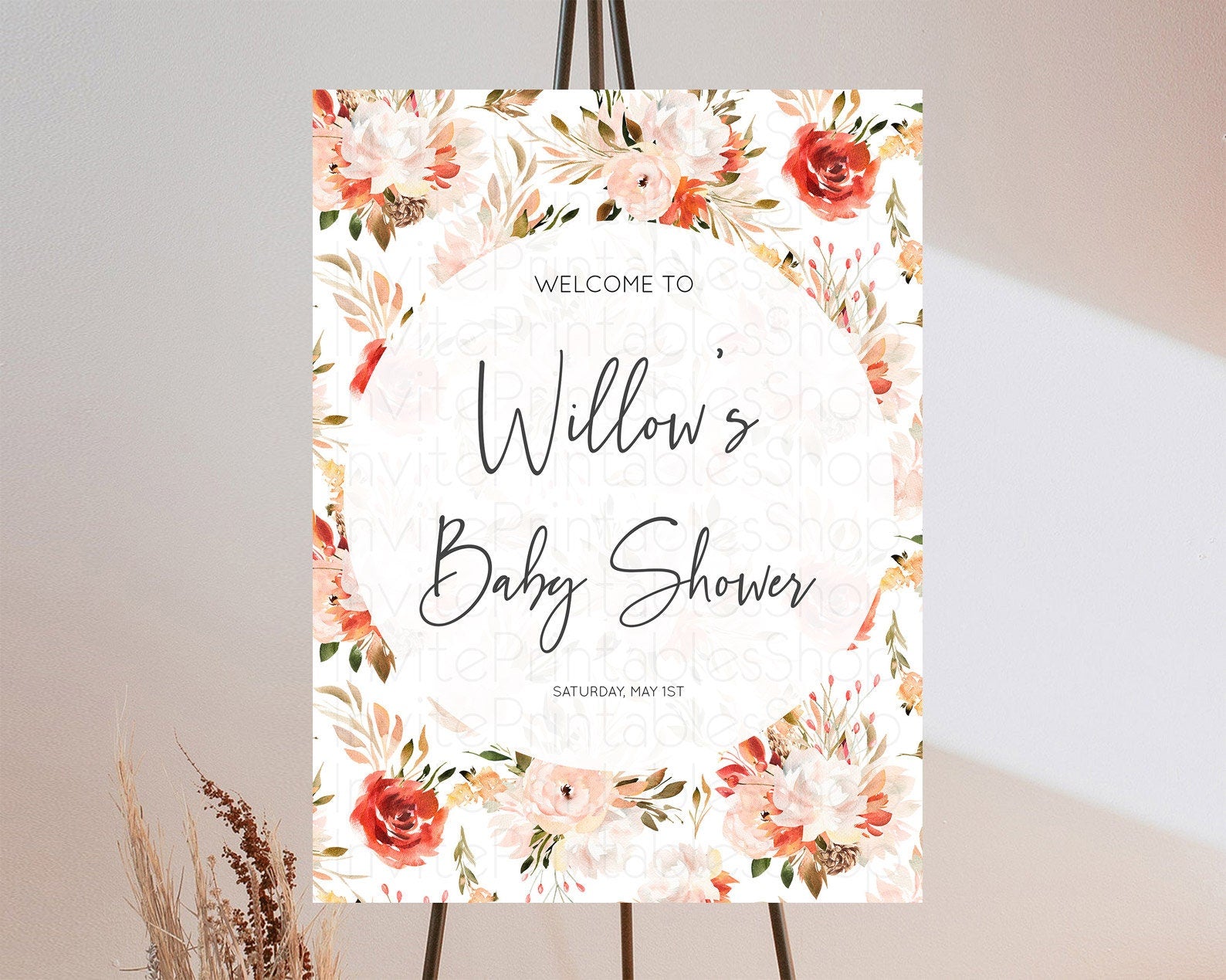 Editable Secret Garden Baby Shower Welcome Sign Wildflower Welcome Board Pas