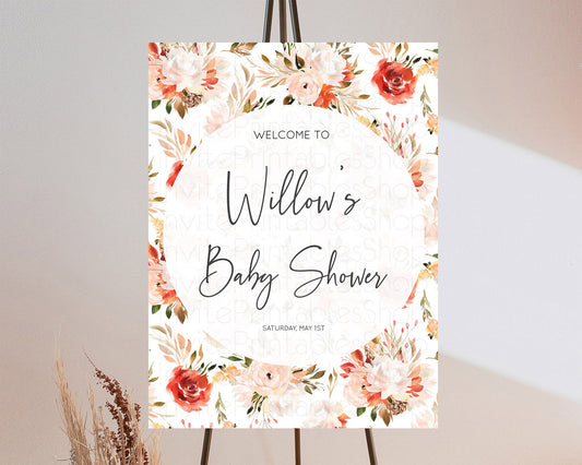 Editable Secret Garden Baby Shower Welcome Sign Wildflower Welcome Board Pas