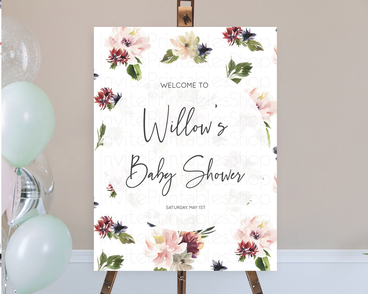 Secret Garden Baby Shower Welcome Sign Wildflower Welcome Board Pastel Flower Garden Welcome Poster Boho Wildflower Welcome Sign D10538