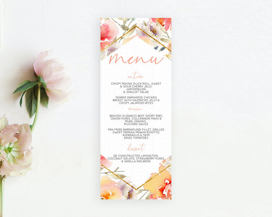 Editable Secret Garden Menu Wildflower Menu Template Pastel Flower Garden Ta