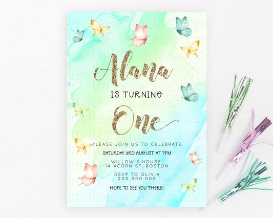Editable Pastel Butterfly Birthday Invitation Butterfly Birthday Invitation