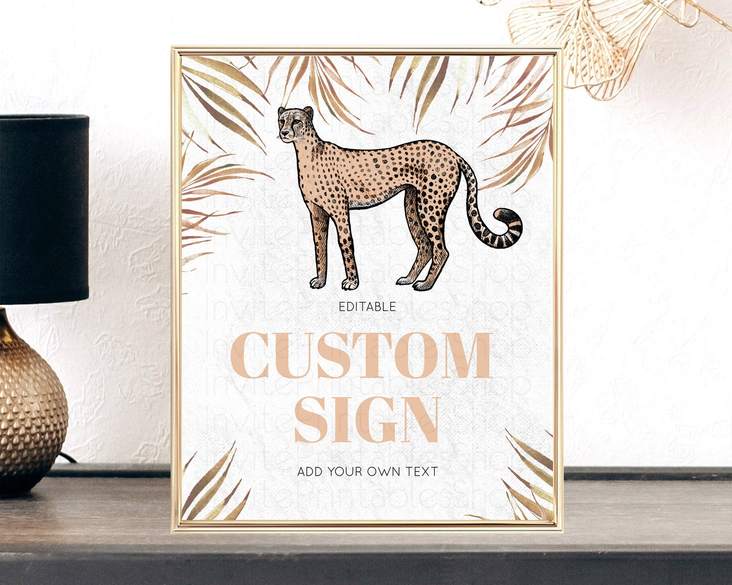 Cheetah Sign Cheetah Party Sign Template Safari Adventure Table Sign Decor Cheetah Minimal Theme 1st Birthday Baptism Baby Shower D10291