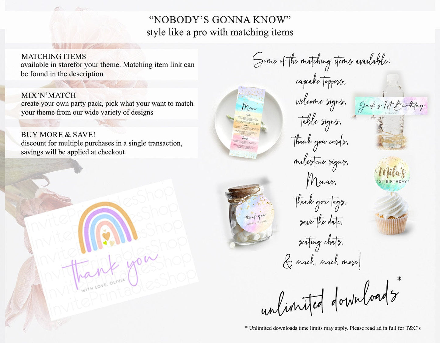 Pastel Rainbow Thank You Boho Rainbow Thank You Card Rainbow Birthday Thank You Cards Pastel Rainbow Teacher Thank You Card Template D10238
