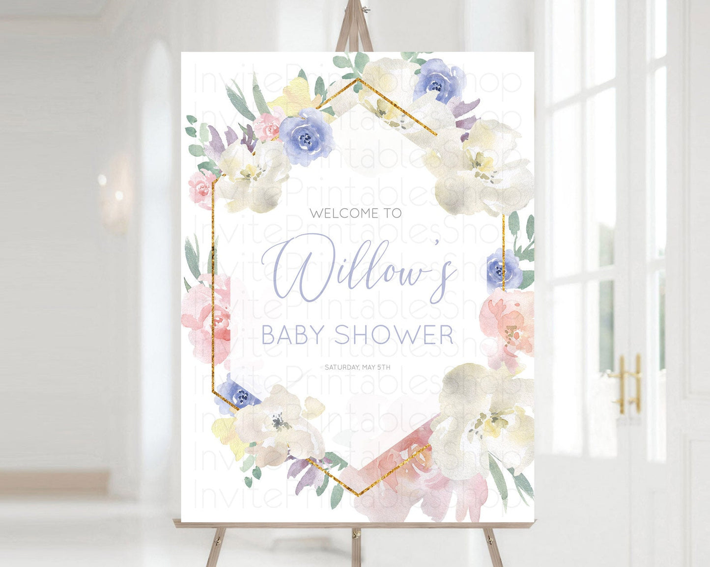 Editable Secret Garden Baby Shower Welcome Sign Wildflower Welcome Board Pas