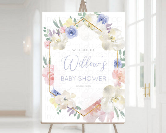 Editable Secret Garden Baby Shower Welcome Sign Wildflower Welcome Board Pas