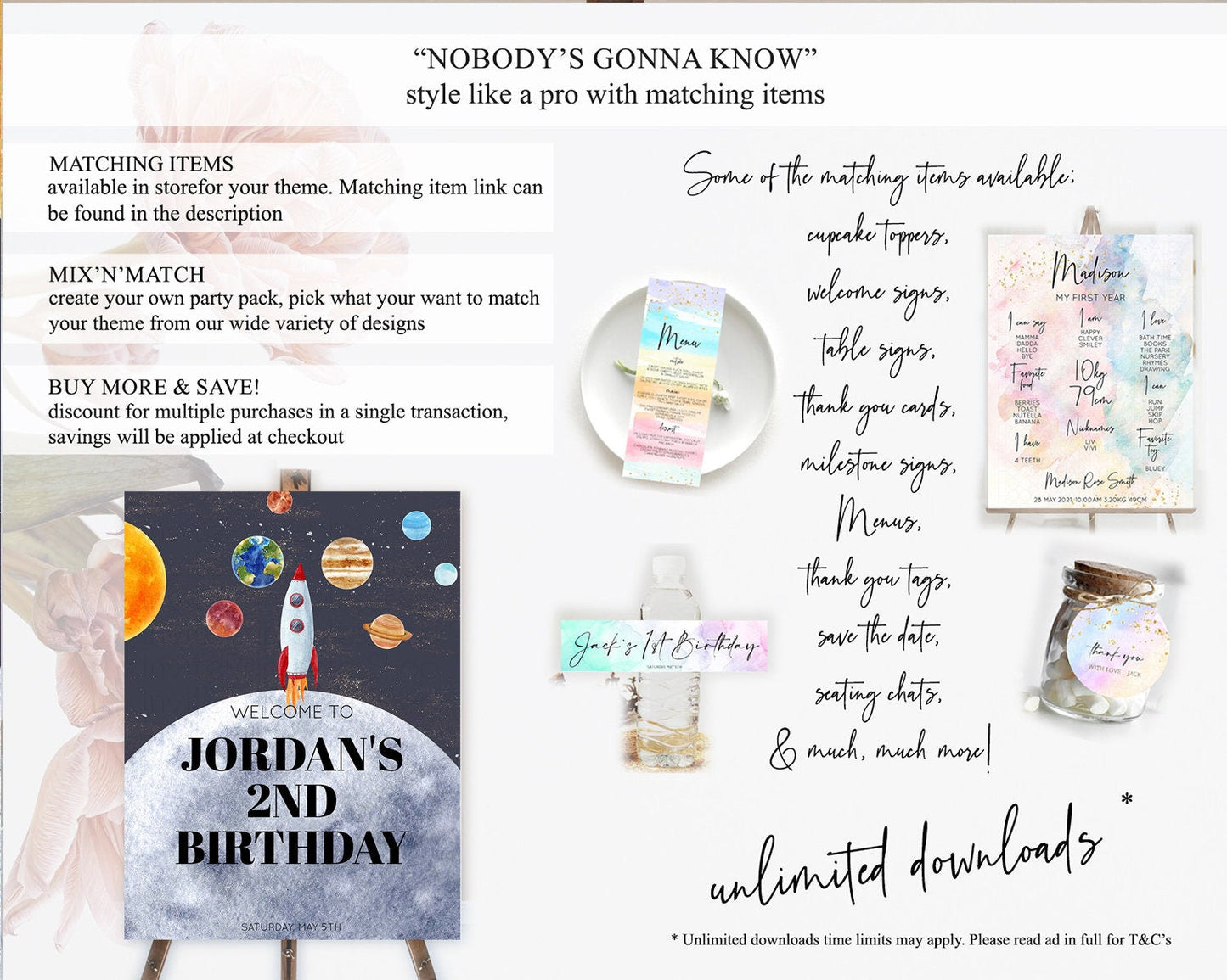 Space Birthday Welcome Sign Space Welcome Board First Trip Around the Sun Welcome Poster Planets Solar System ONE year Birthday Sign D10430