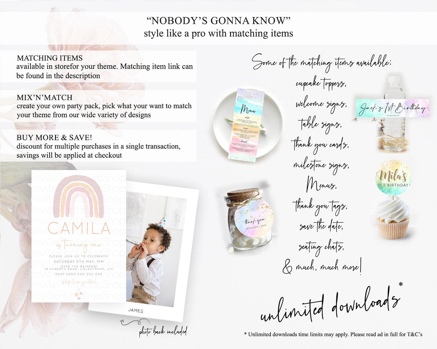 Pastel Rainbow Birthday Invitation Pastel Rainbow Invitation Rainbow Invitation Pastel Invitation Boho Rainbow 1st First Birthday D23098