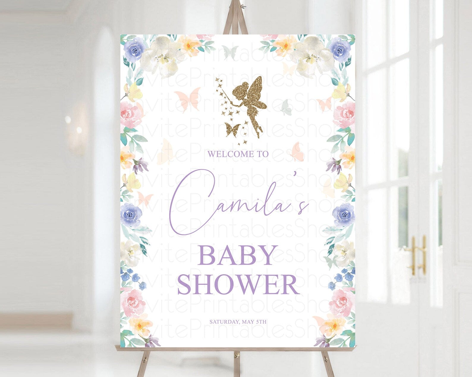 Editable Fairy Baby Shower Welcome Sign Fairy Welcome Board Enchanted Garden