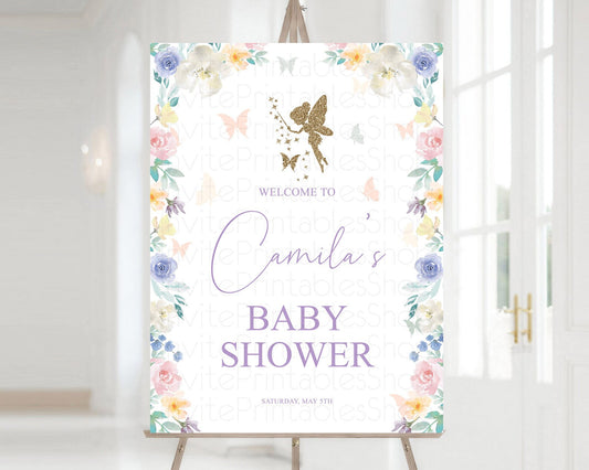 Editable Fairy Baby Shower Welcome Sign Fairy Welcome Board Enchanted Garden