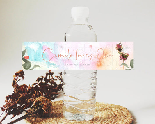 Fairy Water Label Enchanted Garden Pastel Floral Butterfly Party Decor Secret Garden Birthday Baptism Baby Shower Bridal Shower D10555