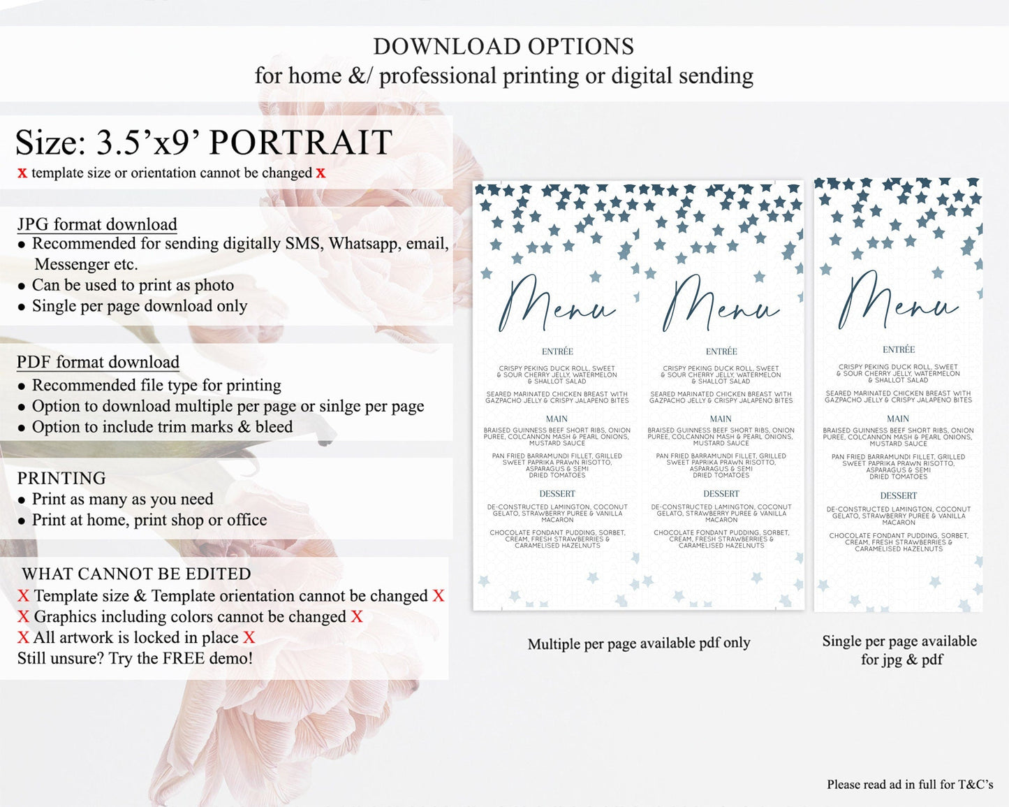 Star Menu Template Pastel Stars Menu Shooting Star Twinkle Little Star Decor Rainbow Colorful Confetti Dinner Dessert Food Menu D10308