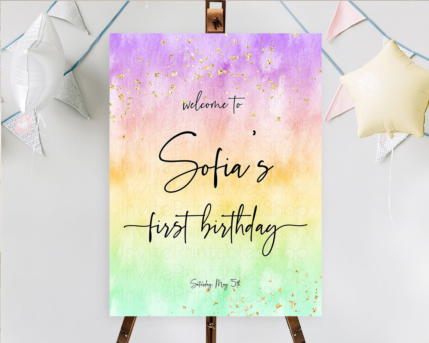 Editable Pastel Welcome Sign Pastel Rainbow Welcome Sign Colorful Rainbow Co