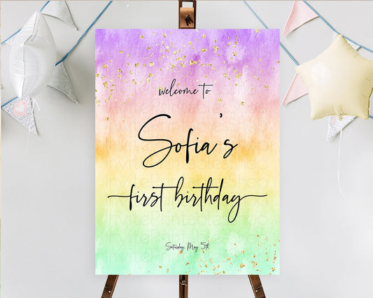 Editable Pastel Welcome Sign Pastel Rainbow Welcome Sign Colorful Rainbow Co
