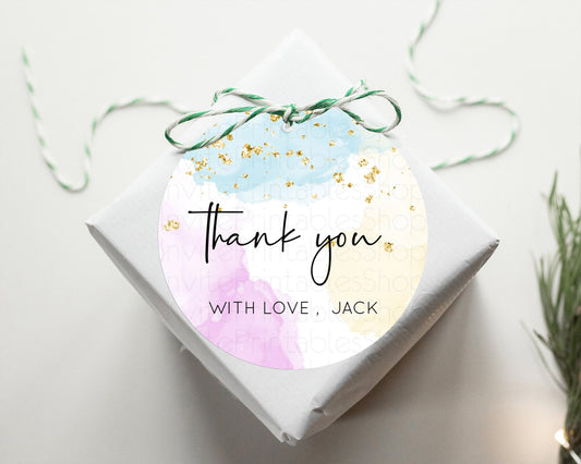 Editable Pastel Thank You Tags Rainbow Thank You Gift Tags Colorful Pastel F