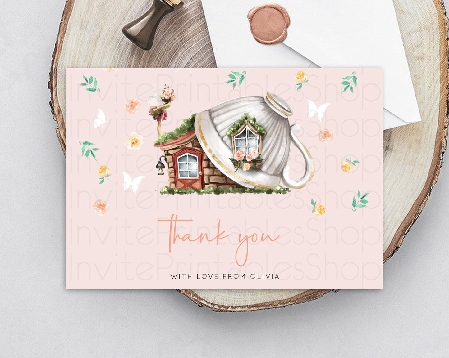 Fairy Thank You Fairy Thank You Card Enchanted Garden Pastel Butterfly Birthday Thank You Floral Secret Garden Teacher Thank You D10384