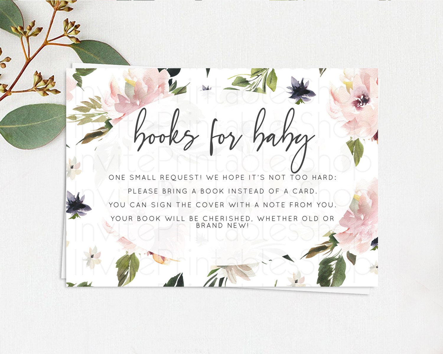 Editable Secret Garden Books For Baby Card Boho Wildflower Book Insert Paste