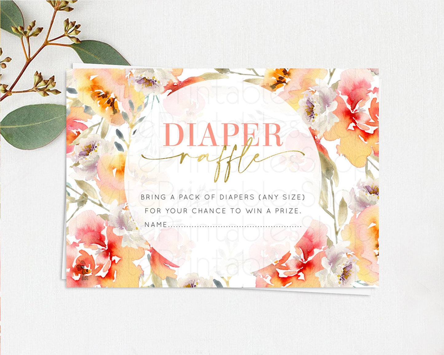 Secret Garden Diaper Raffle Card Boho Wildflower Diaper Raffle Insert Pastel Flower Garden Baby Shower Card Flower Raffle Game D10280