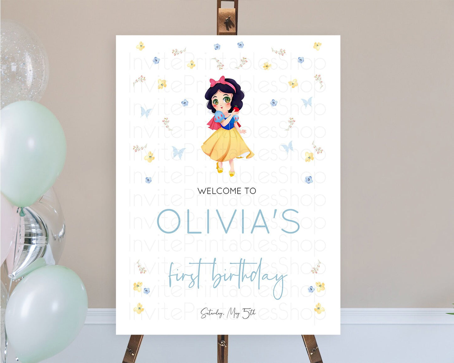 Princess Birthday Welcome Sign Castle Welcome Board Secret Garden Enchanted Castle Pastel Floral Garden First Birthday Welcome Sign D10353