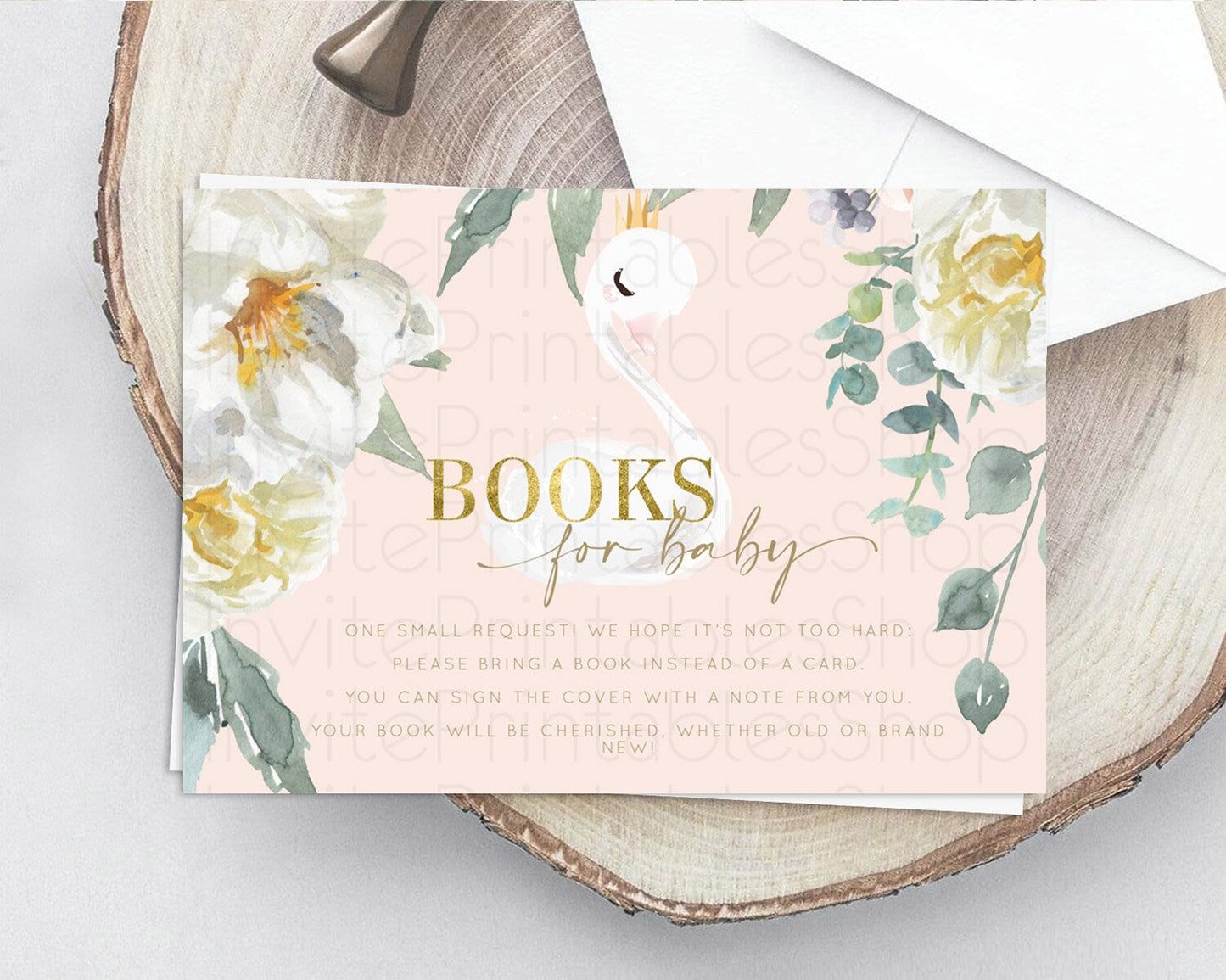 Swan Books For Baby Card Swan Princess Ballet Book Insert Enchanted Swan Lake Book Card Secret Garden Floral Book Poem Request D10115