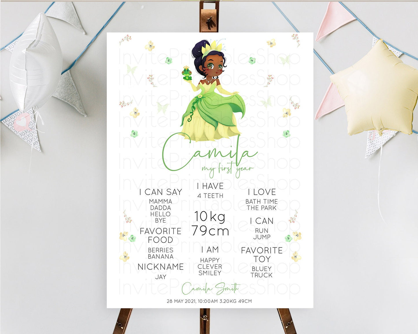 Princess First Birthday Milestone Poster Castle Milestone Board Secret Garden Enchanted Castle Pastel Floral Garden First Birthday D10348