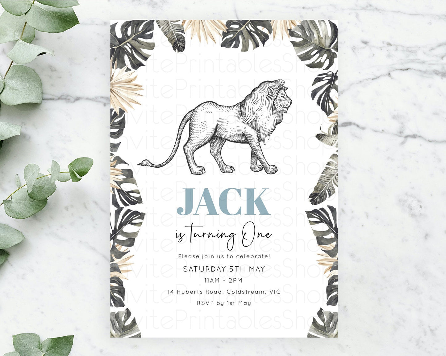 Lion Birthday Invitation Lion Invitation Modern Safari Lion Party 2 Wild 1 Safari Adventure Zoo Birthday Minimalist Lion Invites D10807