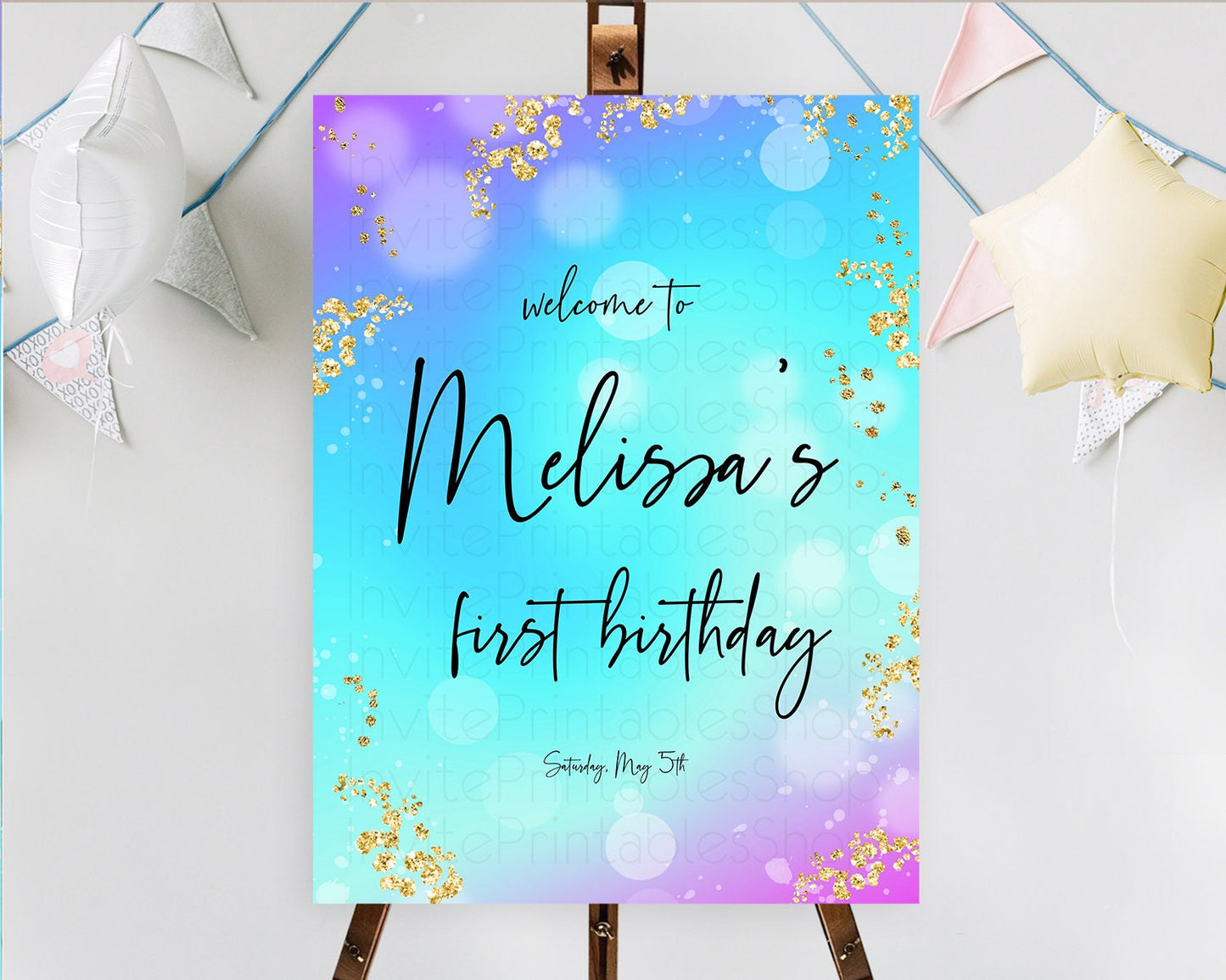 Editable Mermaid Welcome Sign Mermaid Welcome Board Rainbow Fish Under The S
