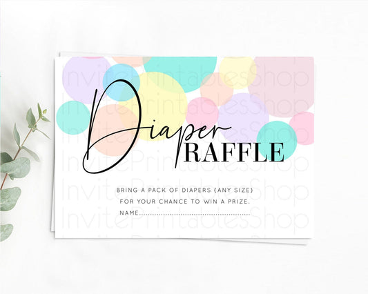 Pastel Diaper Raffle Card Pastel Rainbow Diaper Raffle Insert Colorful Ombre Watercolor Diaper Ticket Confetti Glitter Raffle Game D10784