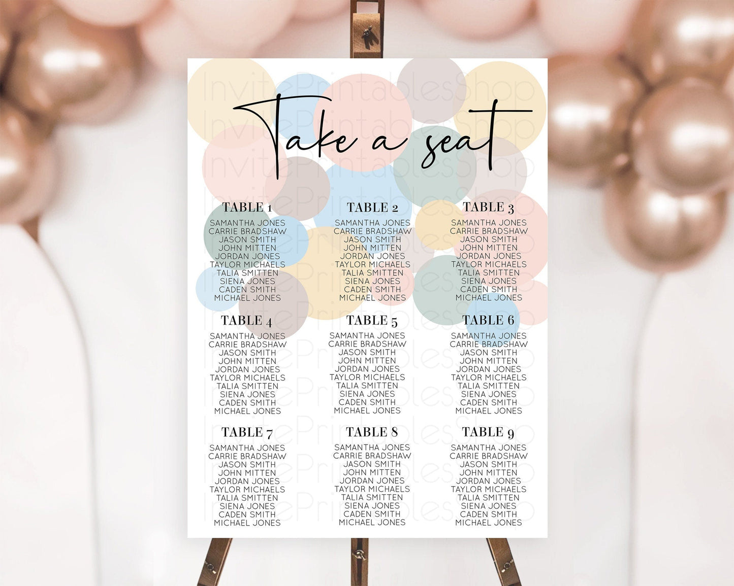 Pastel Seating Chart Pastel Confetti Seating Chart Bubbles Sprinkles Seating Sign Colorful Rainbow Decor Confetti Seating Board D10602