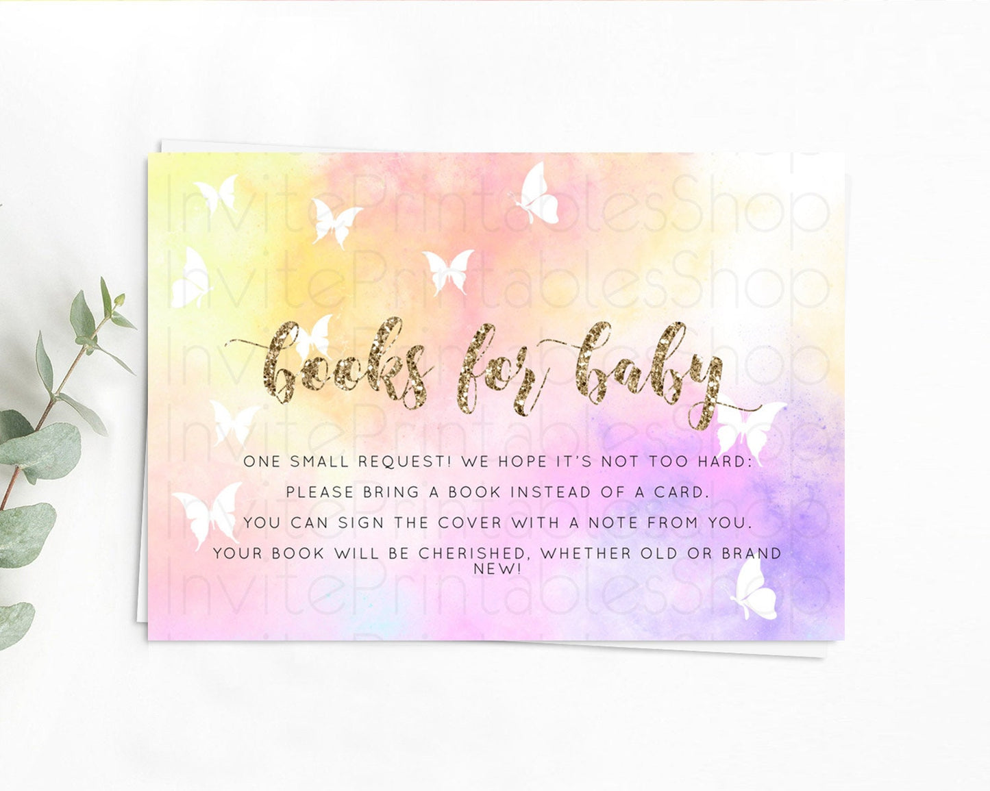 Pastel Books For Baby Card Pastel Rainbow Book Insert Colorful Ombre Watercolor Book Card Confetti Glitter Baby Book Poem Request D10435