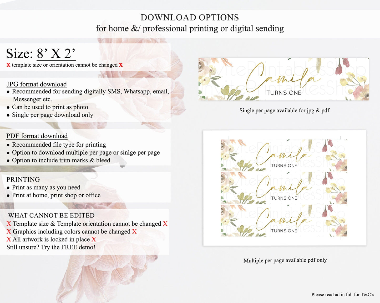 Wildflower Water Label Template Secret Garden Water Label Pastel Floral Garden Party Decor Boho Flowers Birthday Baby Shower Wedding D10202