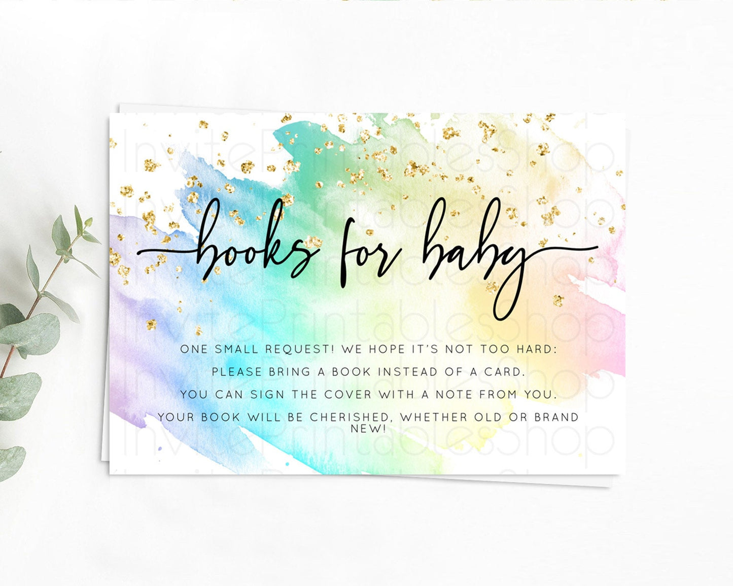 Pastel Books For Baby Card Pastel Rainbow Book Insert Colorful Ombre Watercolor Book Card Confetti Glitter Baby Book Poem Request D10256