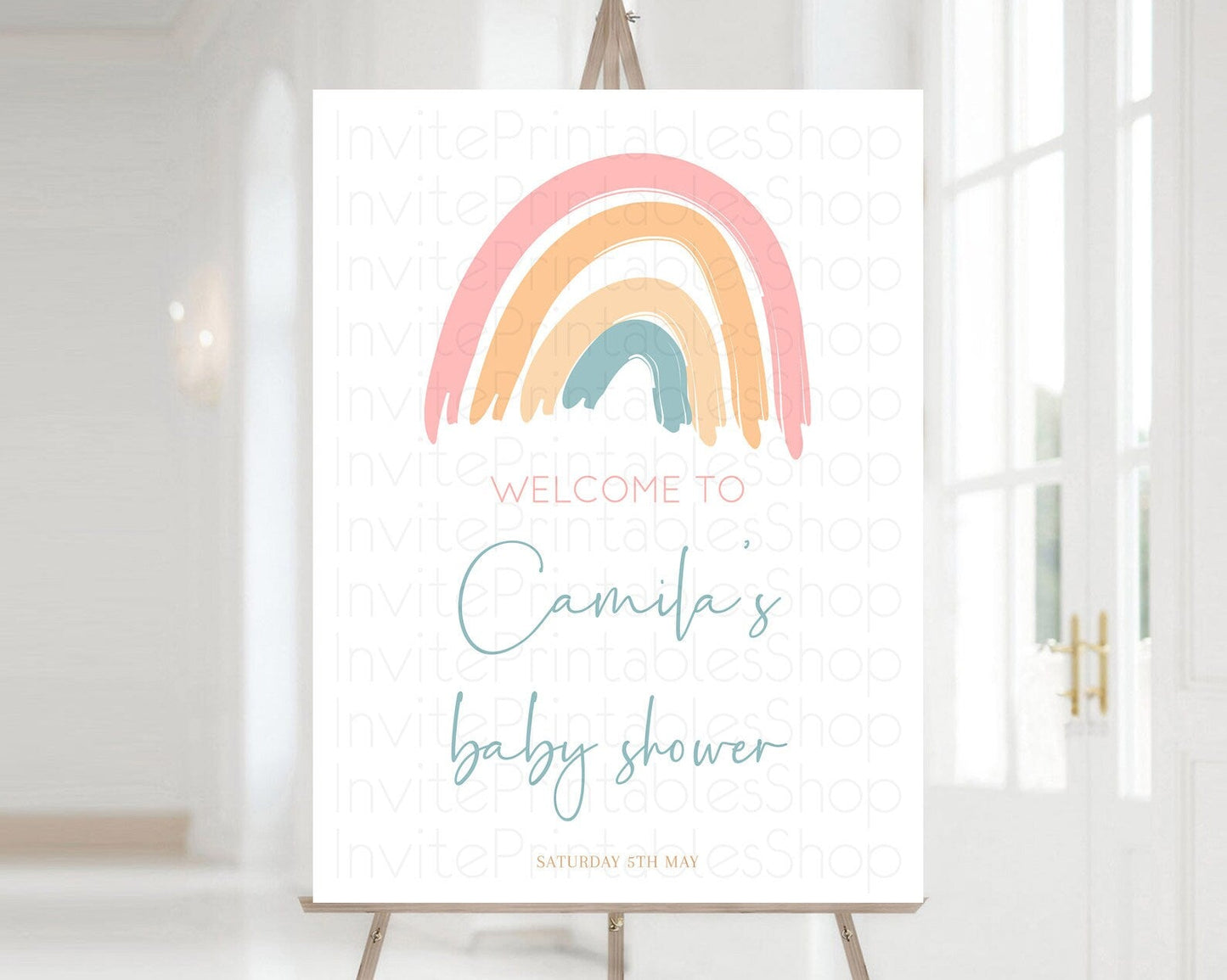 Pastel Rainbow Baby Shower Welcome Sign Boho Rainbow Welcome Board Rainbow Welcome Sign Pastel Welcome Decor Rainbow Welcome Sign D10351
