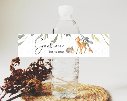 Editable Fawn Deer Water Label Template Pastel Floral Deer Enchanted Forest