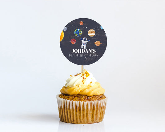 Editable Space Cupcake Toppers Space Decor First Trip Around the Sun Decor D