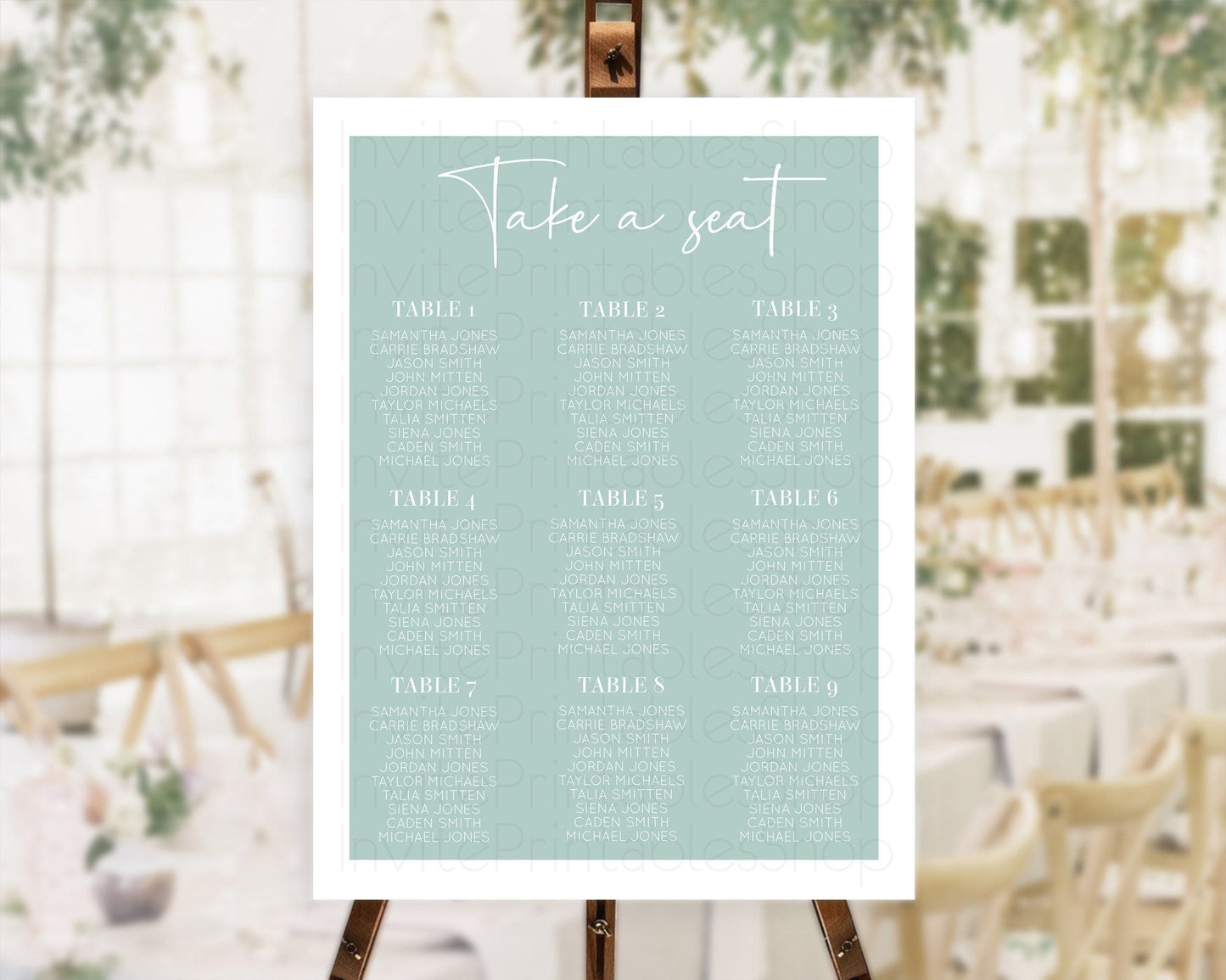 Green Seating Chart Plain Green Seating Sign Minimalist Green Seating Sign Pastel Green Table Number Sign Take A Seat Blue Decor D10736