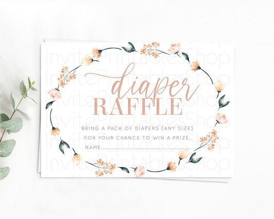 Editable Secret Garden Diaper Raffle Card Boho Wildflower Diaper Raffle Inse