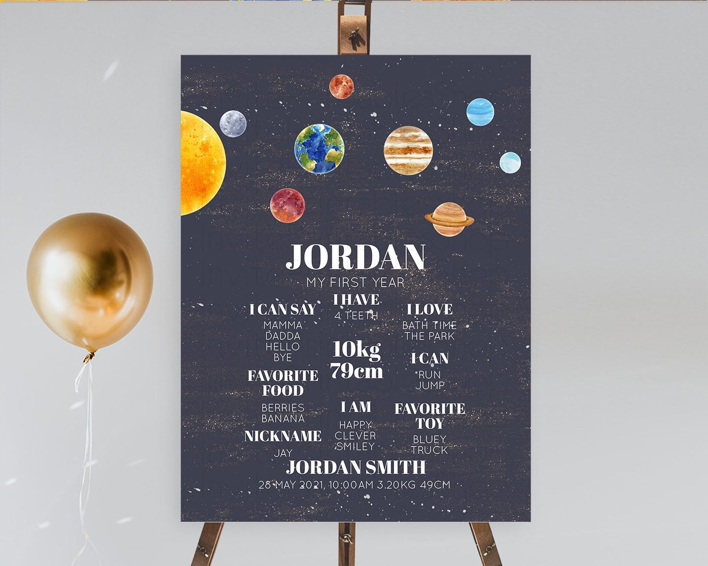 Space First Birthday Milestone Poster Space Milestone Board First Trip Around the Sun Planets Solar System ONE year Birthday Sign D10144