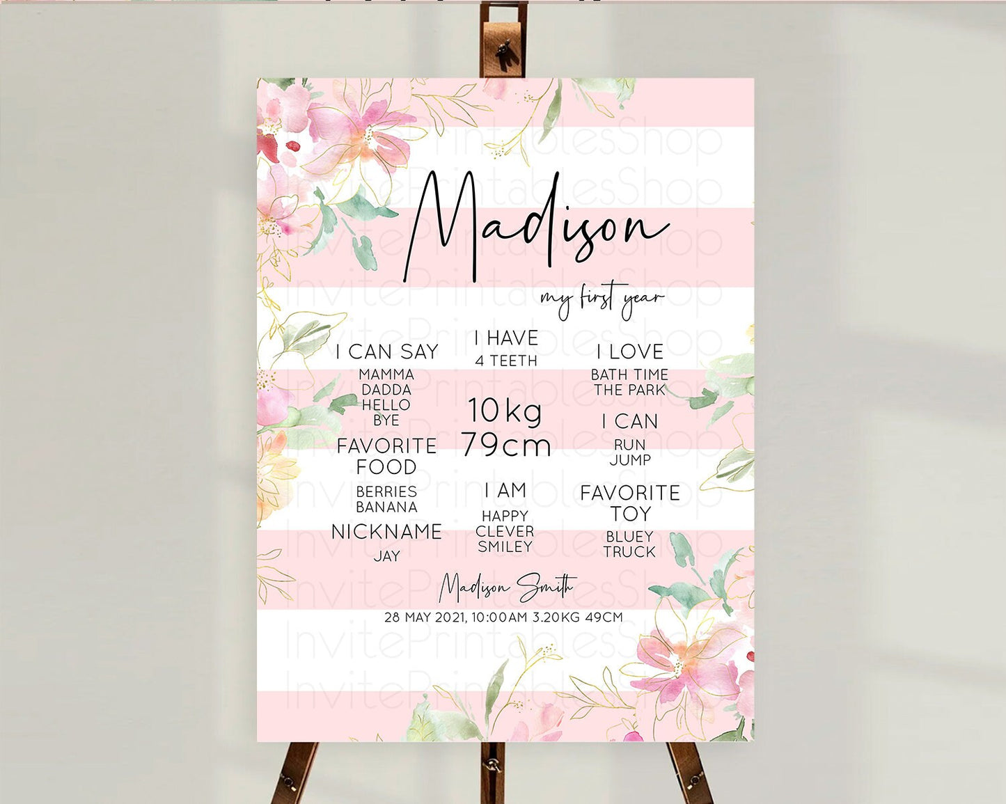 Secret Garden Milestone Board Wildflower First Birthday Milestone Poster Pastel Flowers Milestone Boho Wildflower 1st Birthday Sign D10300