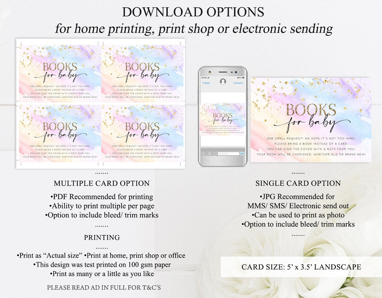Rainbow Books for Baby Insert Pastel Splash Book Card Pastel Baby Shower Books Colorful Watercolor Baby Books Request Poem Books Insert t600