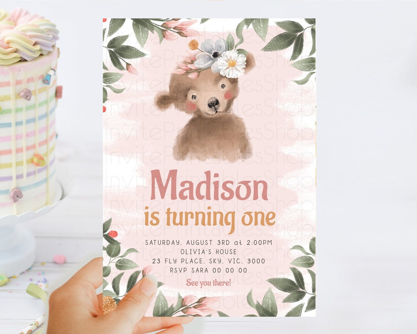 Bear Birthday Invitation Bear Invitation Forest Baby Invites Bear Woods Party Forest Adventure Bear Hunt Party 2nd First Birthday D10590