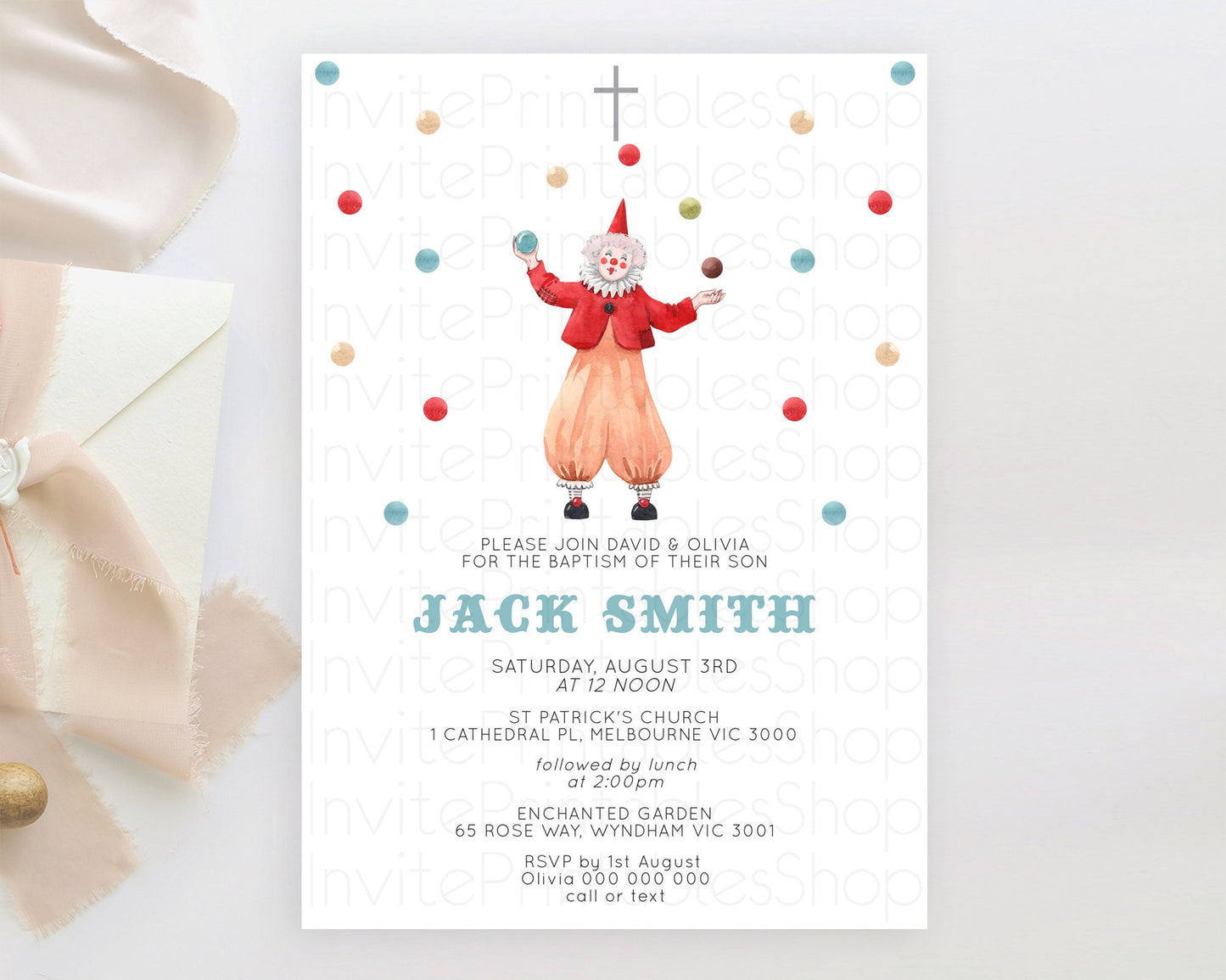 Circus Baptism Invitation Carnival Baptism 1st Birthday Invitation Clown Circus Lion Christening Invitation Circus Tent Elephant D10502