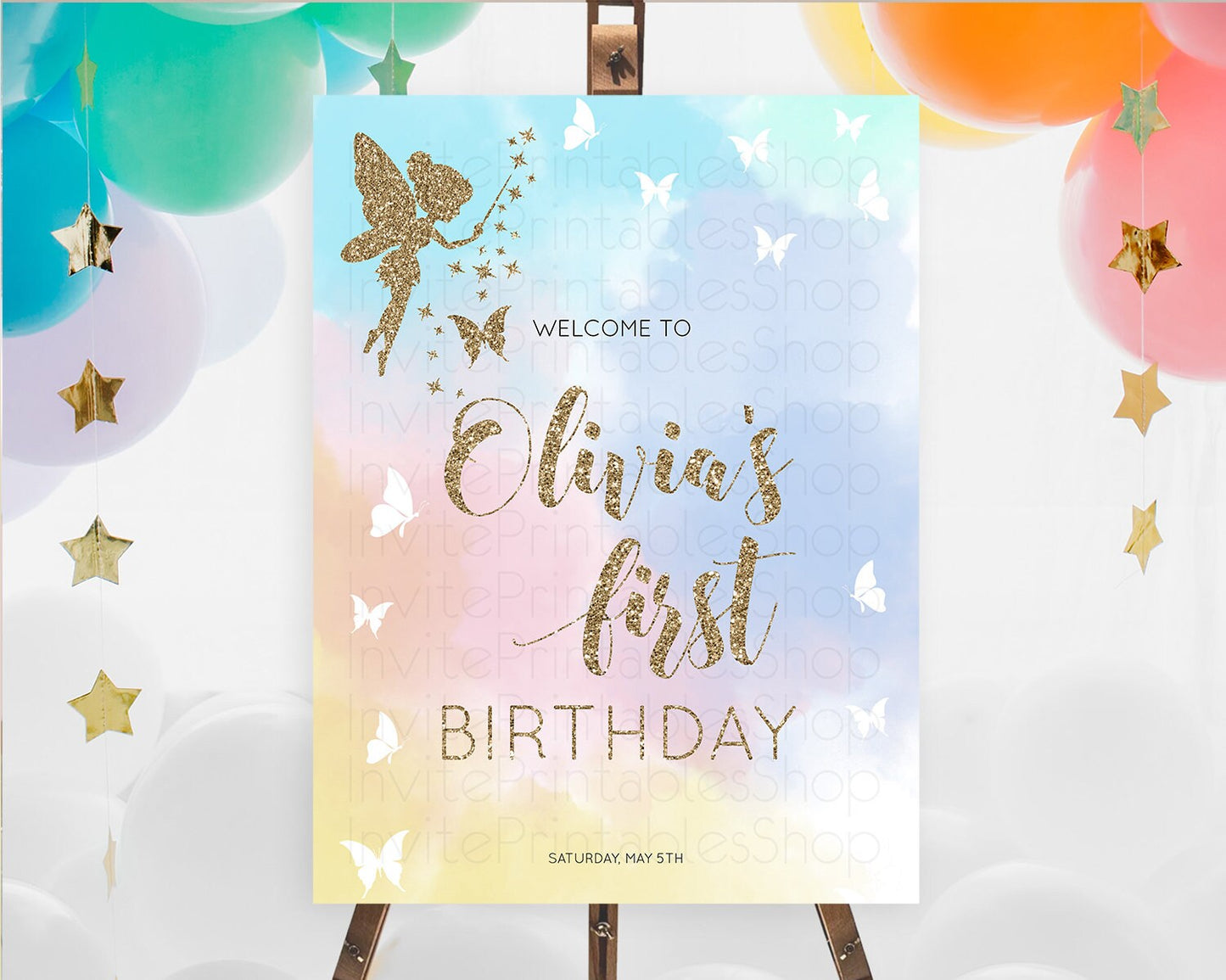 Fairy Welcome Sign Fairy Welcome Board Enchanted Garden Pastel Floral Butterfly Decor Secret Garden First Birthday Welcome Sign D10894