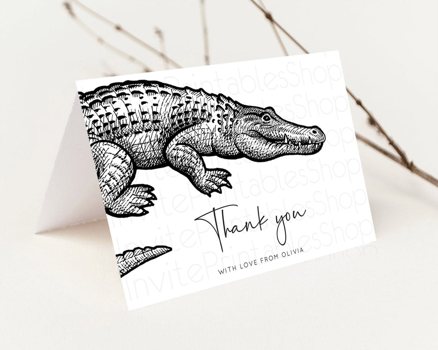 Croc Thank You Gator Thank You Card Croc Gator Party Crocodile Birthday Thank You Card Alligator Cards Teacher Thank You Cards D10286